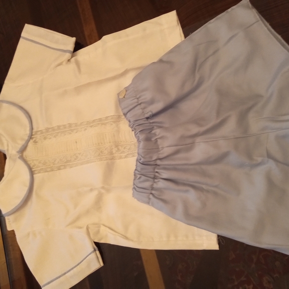 Classic White and Blue Kids Shirt Set